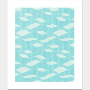 Tennis net with blue pool sea glass waves pattern Posters and Art